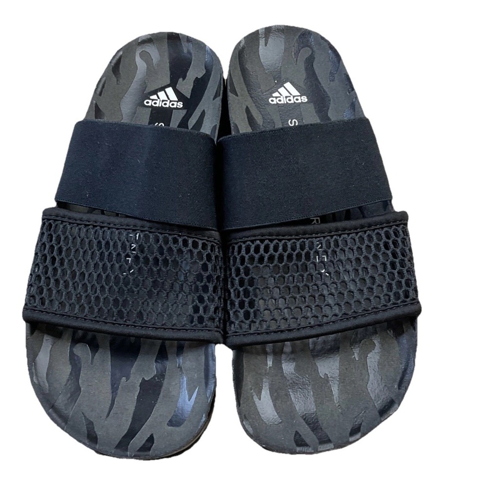 Adidas Stella McCartney Slides Stella Lette Leopard Black Women Sz 7 FY1164